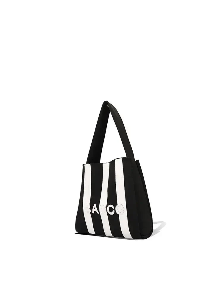 Sac fourre-tout en tricot colorblock