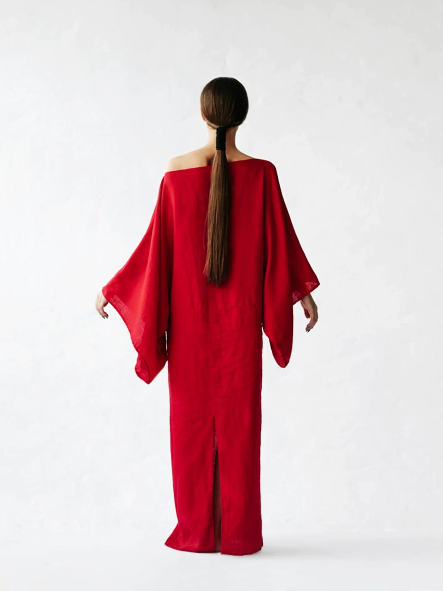 Robe kimono en lin cramoisi Breeze