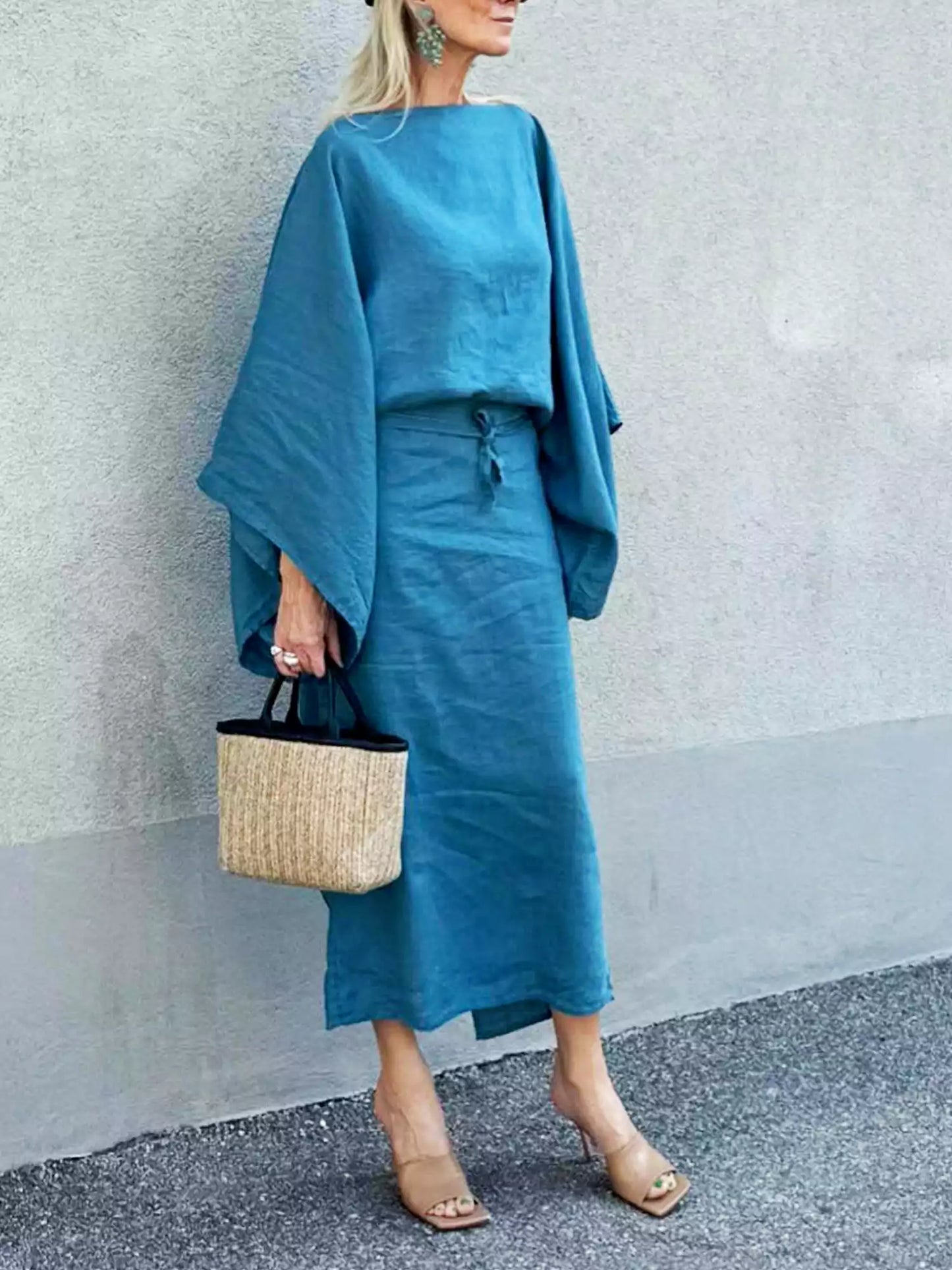 Robe kimono en lin cramoisi Breeze