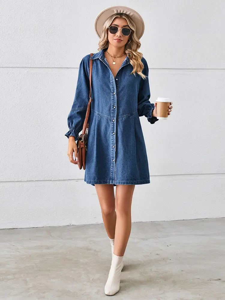 Robe ample en denim patchwork délavé 