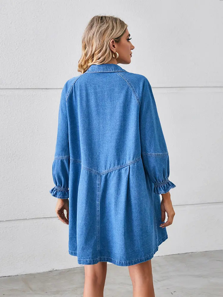 Robe ample en denim patchwork délavé 