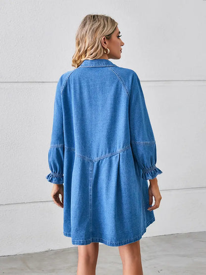 Robe ample en denim patchwork délavé 