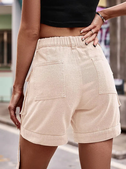 American-Style Cargo Denim Shorts