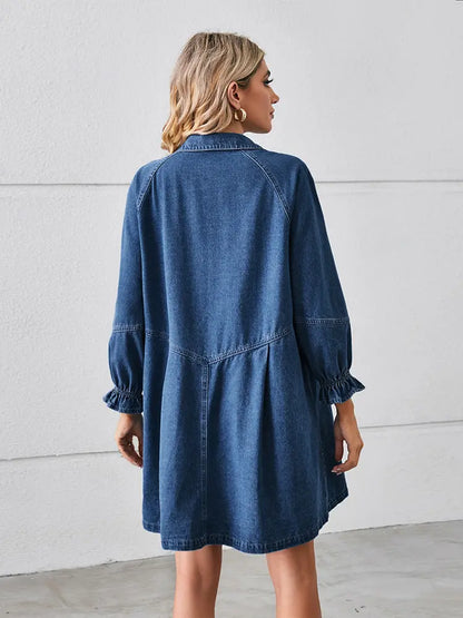 Robe ample en denim patchwork délavé 