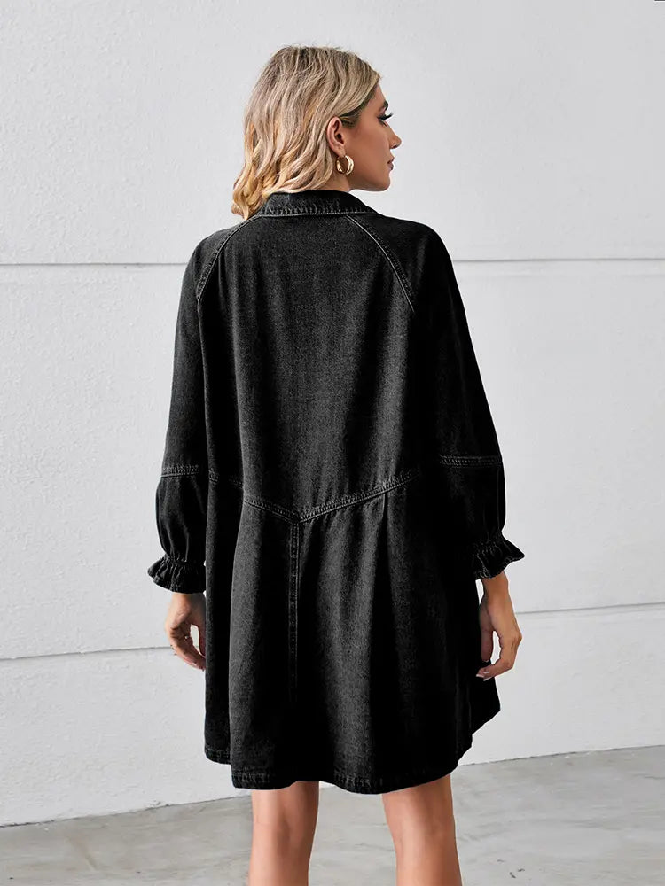 Robe ample en denim patchwork délavé 