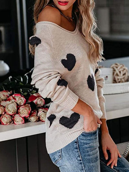 Pull en tricot à col en V pour la Saint-Valentin