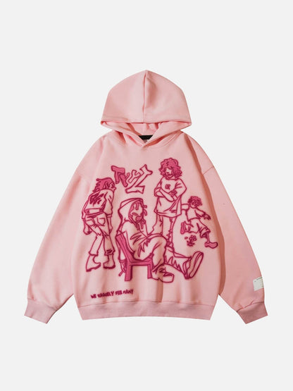 Sweat à capuche imprimé personnage de dessin animé