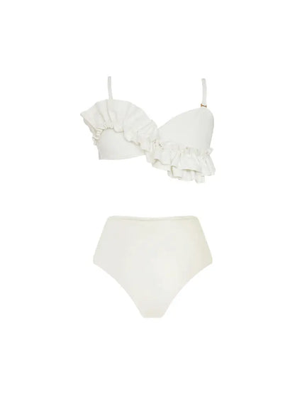 Ensemble de bikini uni à volants français