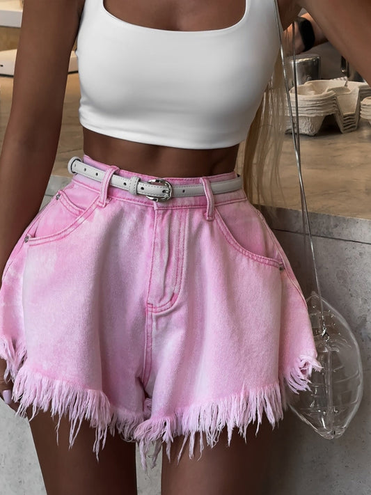 High-Waist A-Line Denim Shorts