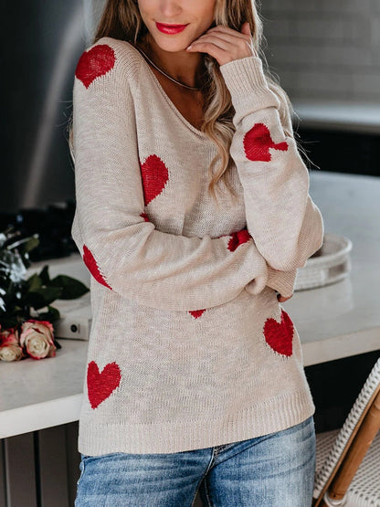 Pull en tricot à col en V pour la Saint-Valentin
