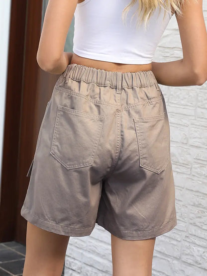 Short en jean utilitaire élastique délavé