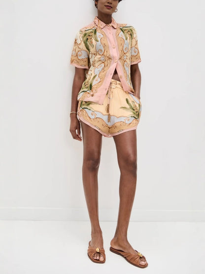 Elegant Linen Shirt & Shorts Set