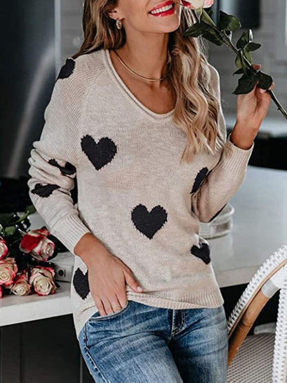 Pull en tricot à col en V pour la Saint-Valentin
