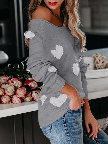 Pull en tricot à col en V pour la Saint-Valentin