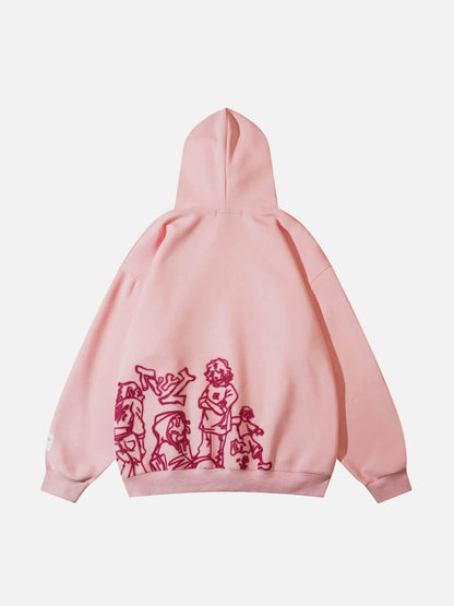 Sweat à capuche imprimé personnage de dessin animé