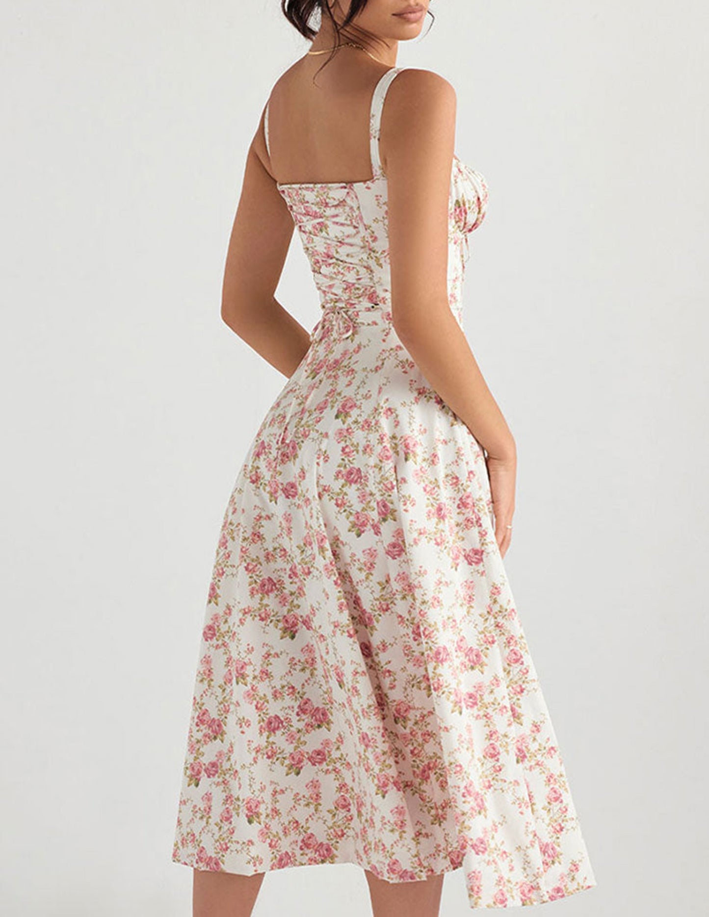 Robe nuisette à chevrons et imprimé roses 