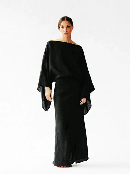 Robe kimono en lin cramoisi Breeze