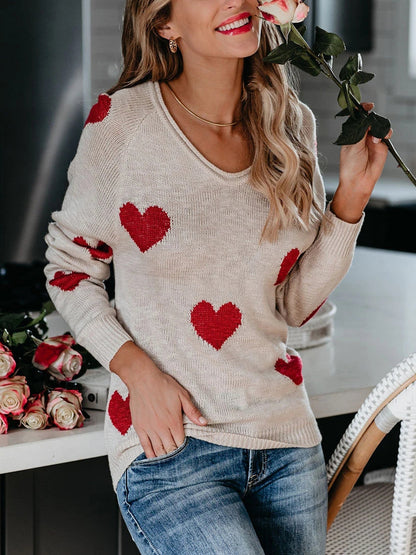 Pull en tricot à col en V pour la Saint-Valentin