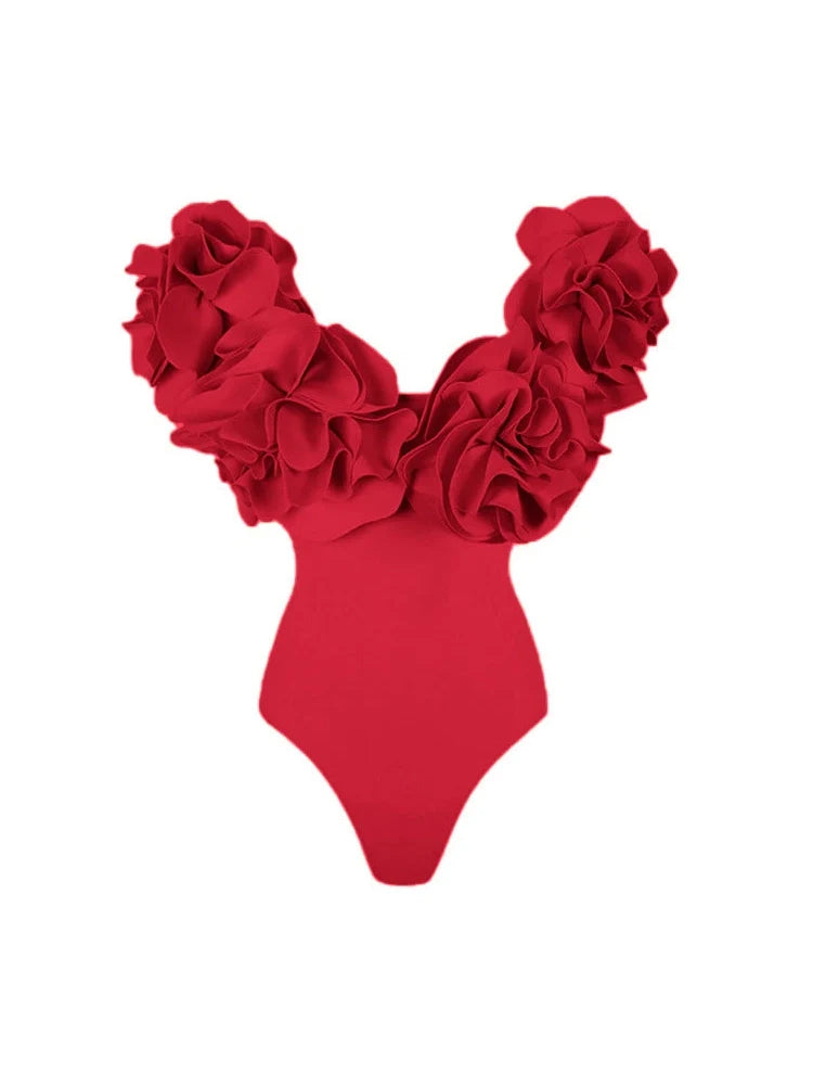 Maillot une-pièce de luxe sans bretelles de couleur unie