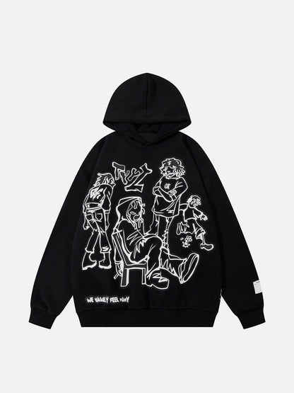 Sweat à capuche imprimé personnage de dessin animé