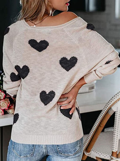 Pull en tricot à col en V pour la Saint-Valentin
