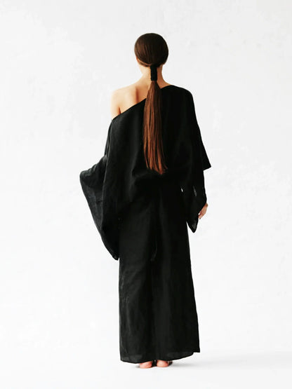 Robe kimono en lin cramoisi Breeze