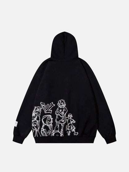 Sweat à capuche imprimé personnage de dessin animé