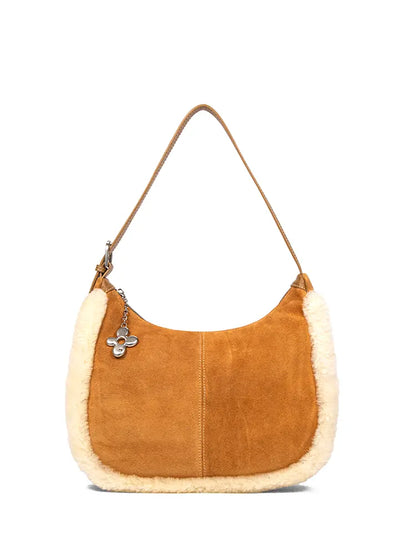 Sac à bandoulière Hobo Crescent en peau lainée