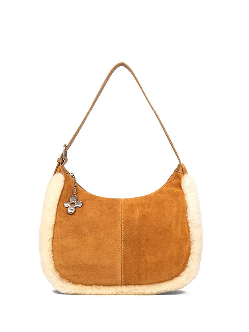 Sac à bandoulière Hobo Crescent en peau lainée