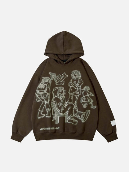 Sweat à capuche imprimé personnage de dessin animé