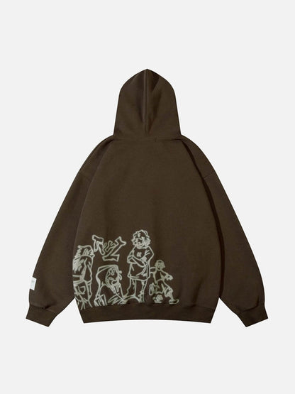 Sweat à capuche imprimé personnage de dessin animé