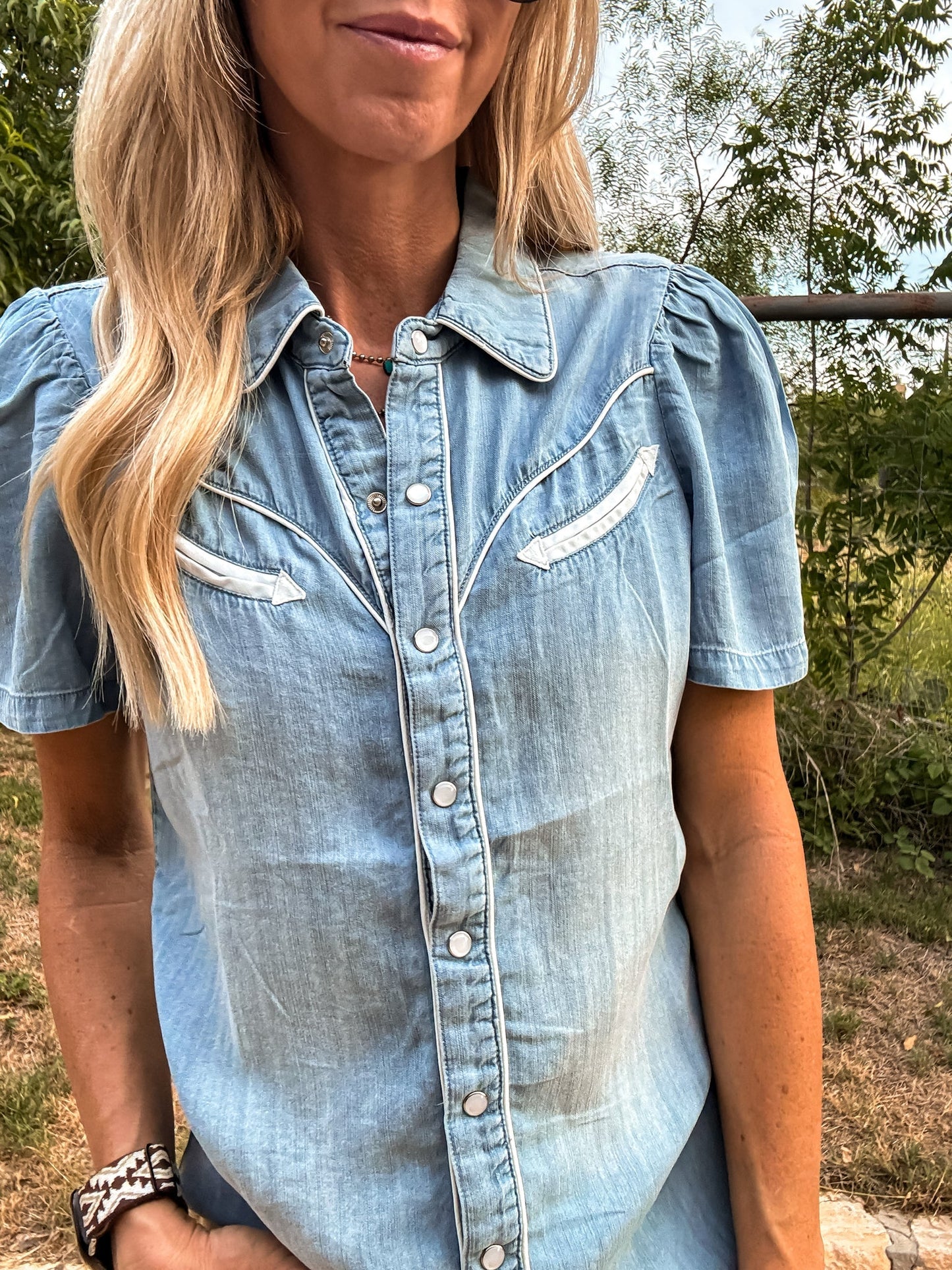 Chemise boutonnée Booker Western (bleue) 