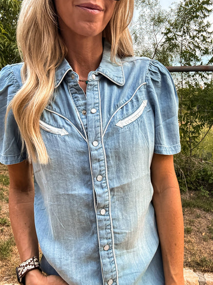 Chemise boutonnée Booker Western (bleue) 