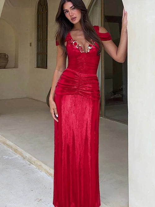 Red Glossy One-Piece with 3D Butterfly