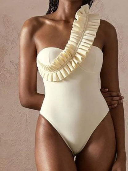 Ruffled Ruched One Piece Swimsuit
