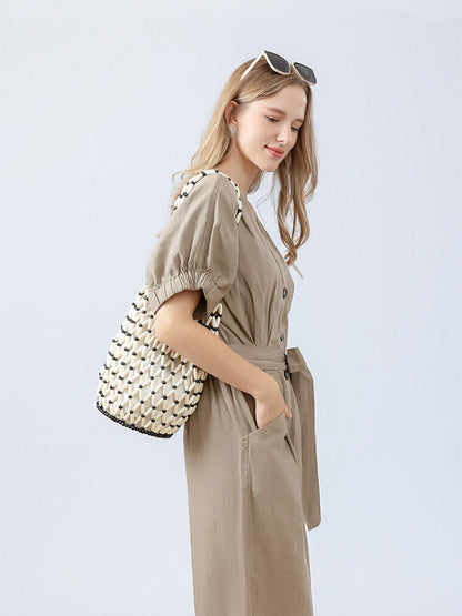 Sac seau en perles de bois