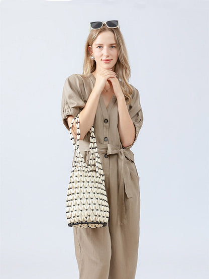 Sac seau en perles de bois