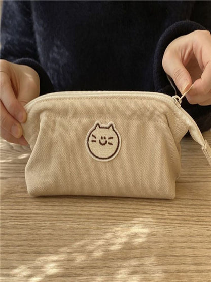 Trousse à crayons en toile motif chat et chien