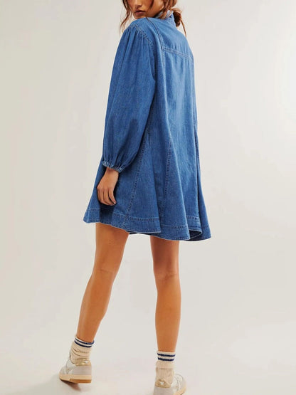Robe en jean à détails boutonnés