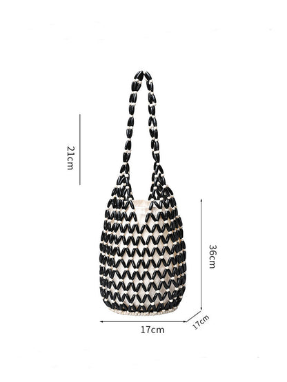 Sac seau en perles de bois