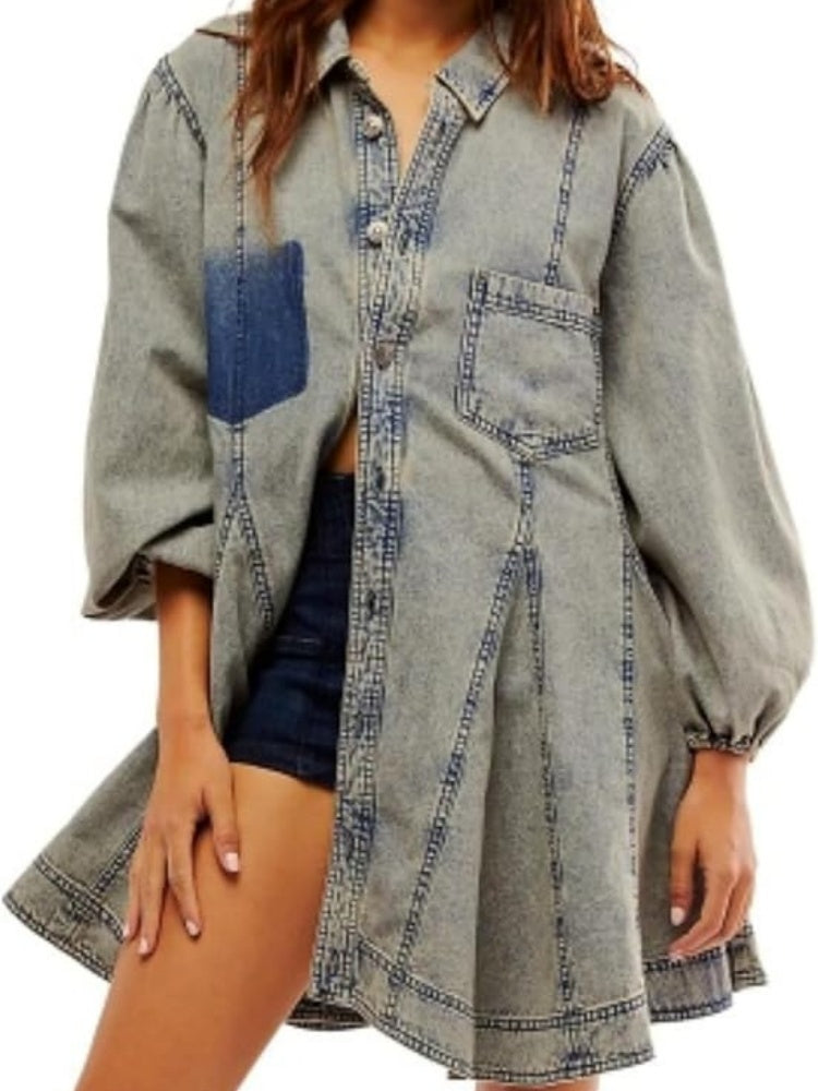 Robe en jean à détails boutonnés
