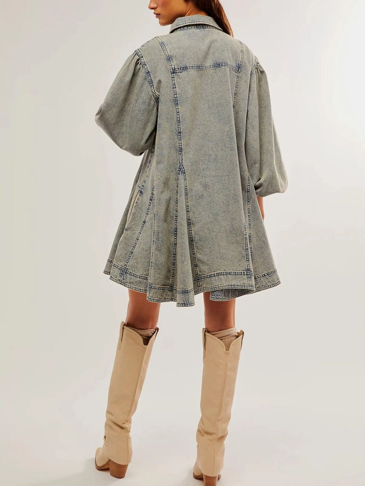 Robe en jean à détails boutonnés