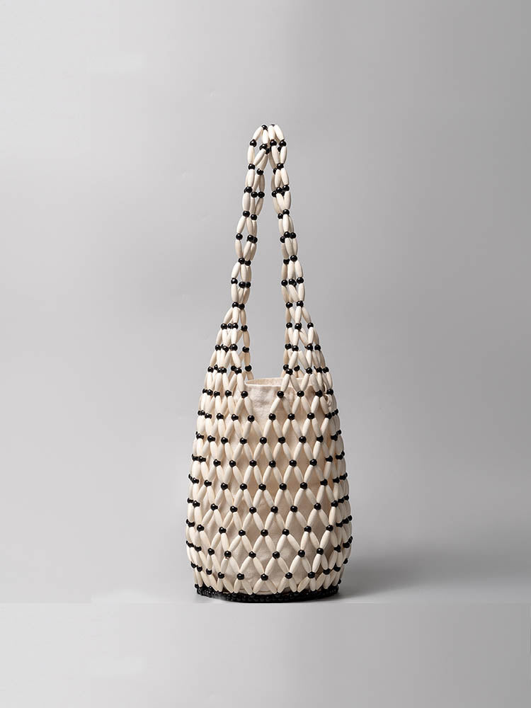 Sac seau en perles de bois