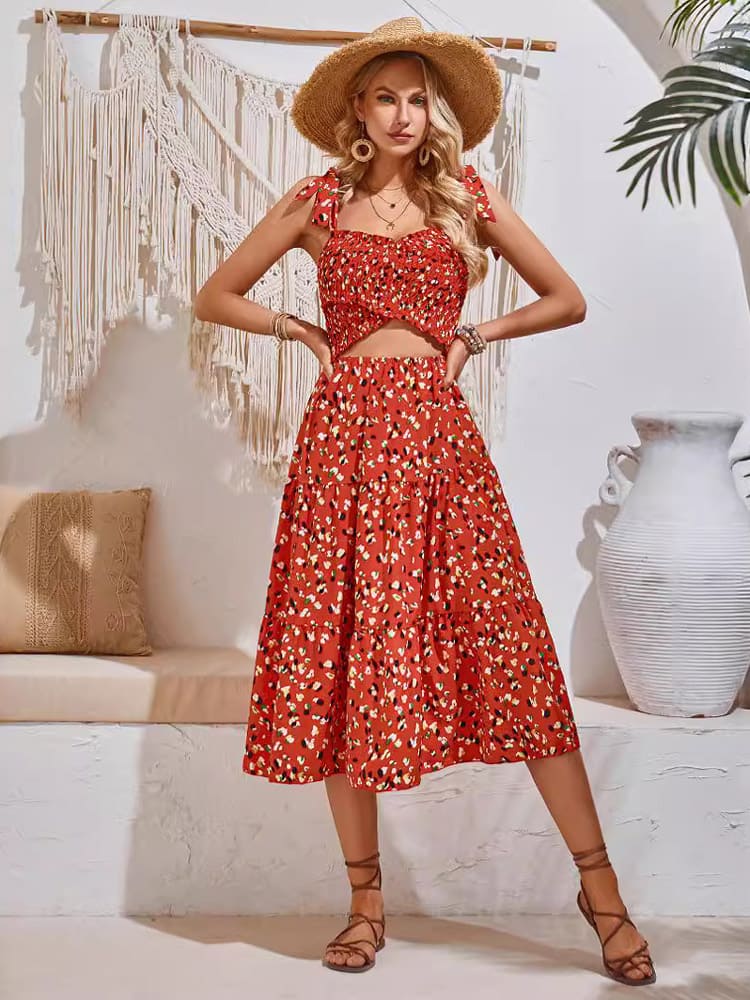 Robe décontractée sans manches à imprimé tendance