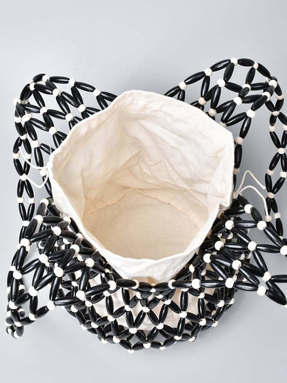 Sac seau en perles de bois