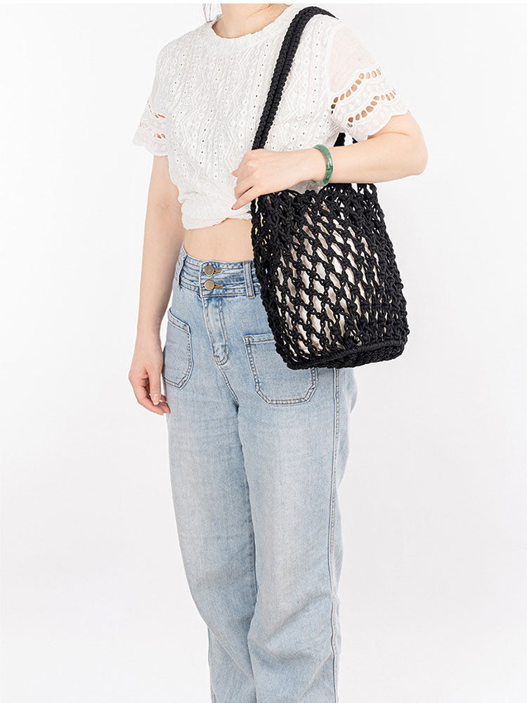 Sac en filet de pêche tissé en fil de coton