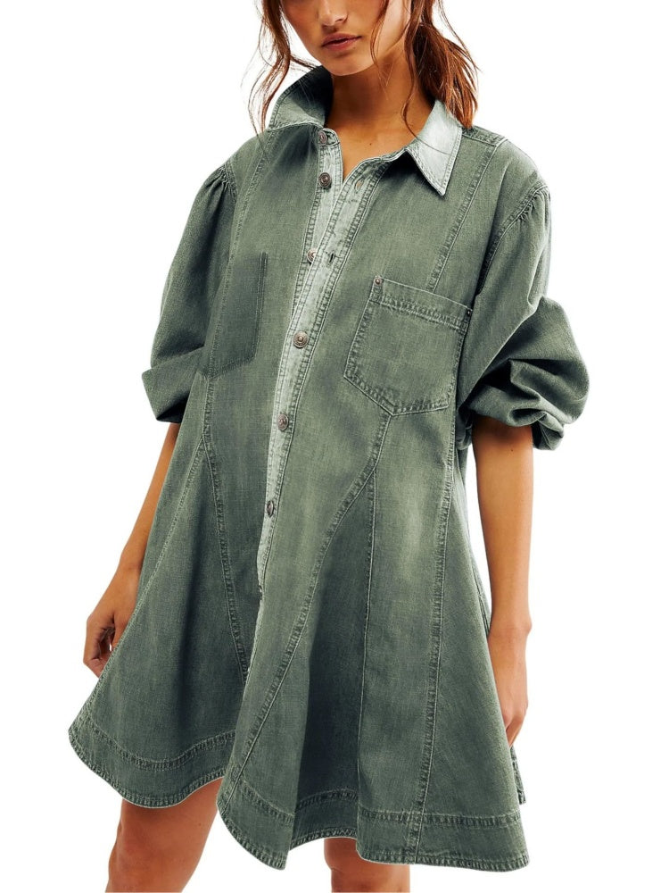 Robe en jean à détails boutonnés