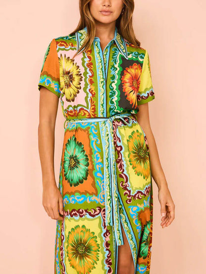 Special Sunflower Print Maxi Dress