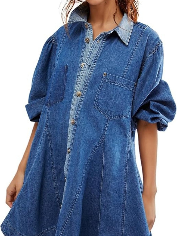 Robe en jean à détails boutonnés