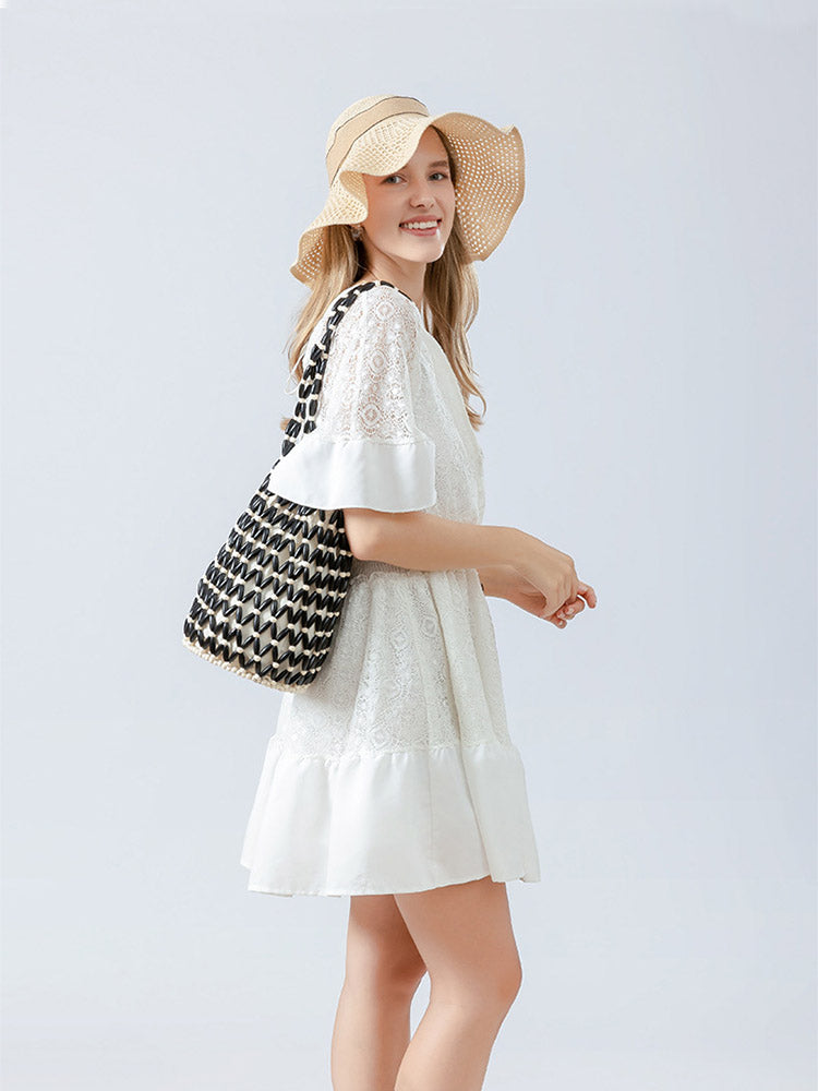 Sac seau en perles de bois